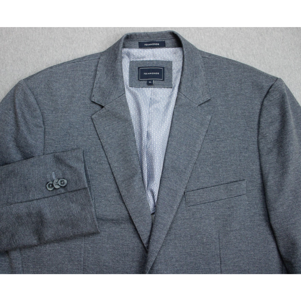 7Diamonds Blazer Mens XL Gray Stretch 2 Buttons Notch Label Unstructured
